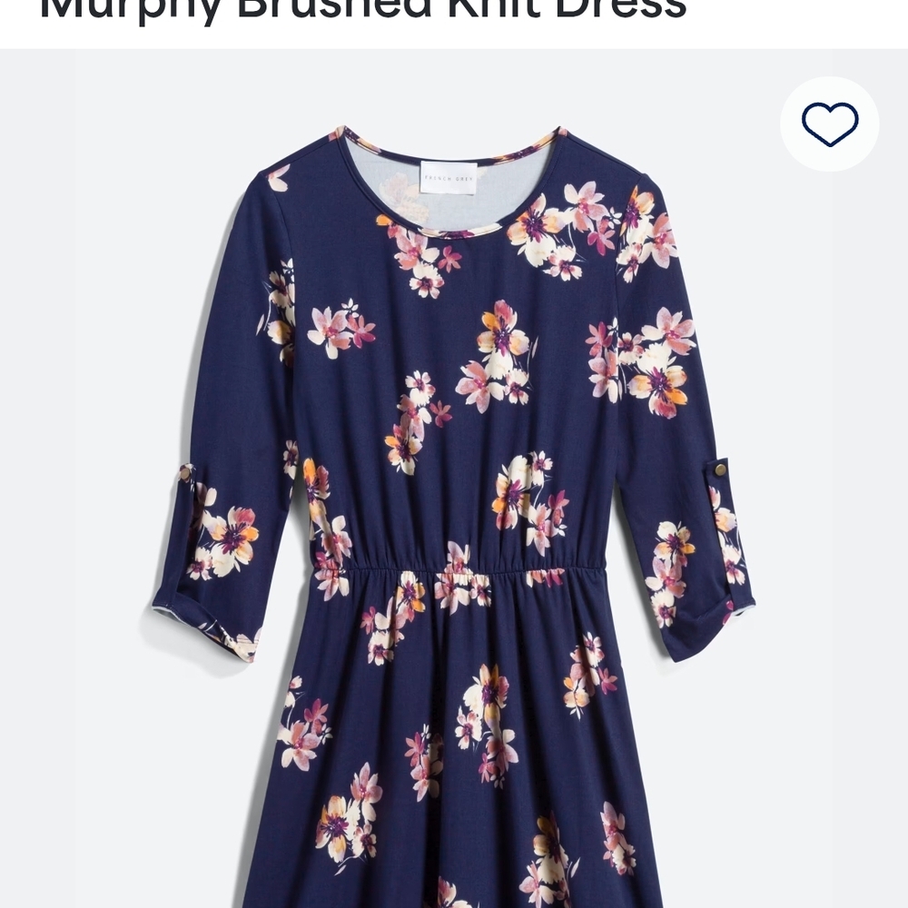 French Grey Navy Floral Mini Dress